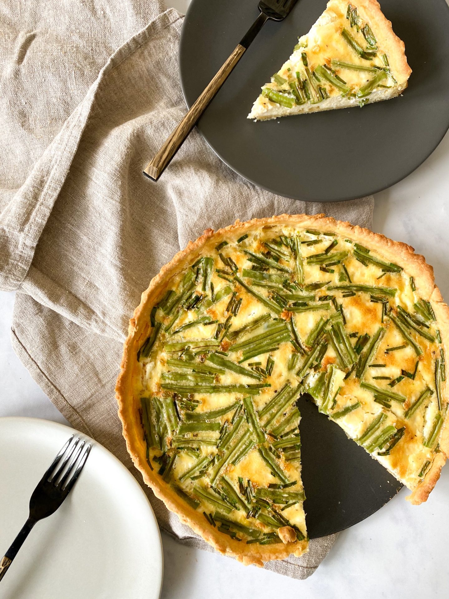 Dairy Free Green Bean and Feta Quiche